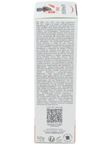 Solar Spf50+ Bebe 50Gr. Bio de Alphanova