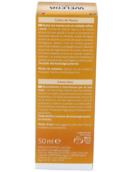 Crema De Manos De Espino Amarillo Hidratante 50Ml. de Weleda