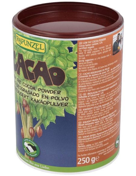 Cacao Desgrasado Polvo 250Gr. Bio S/A Vegan de Rapunzel