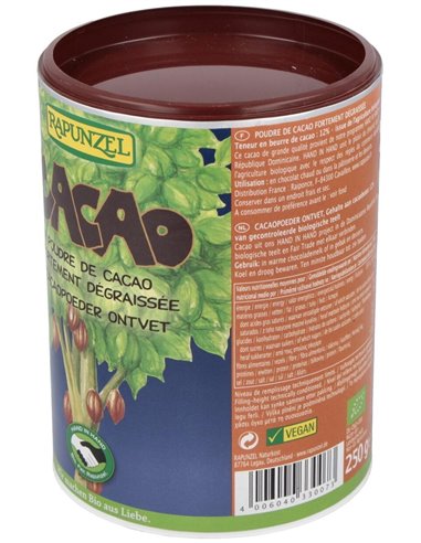 Cacao Desgrasado Polvo 250Gr. Bio S/A Vegan de Rapunzel