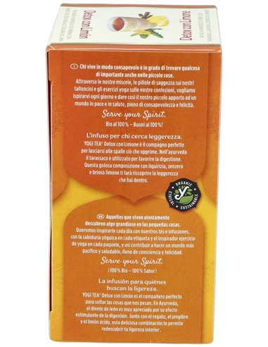 Yogi Tea Detox Con Limón 17 X 1,8 G de Yogi Tea