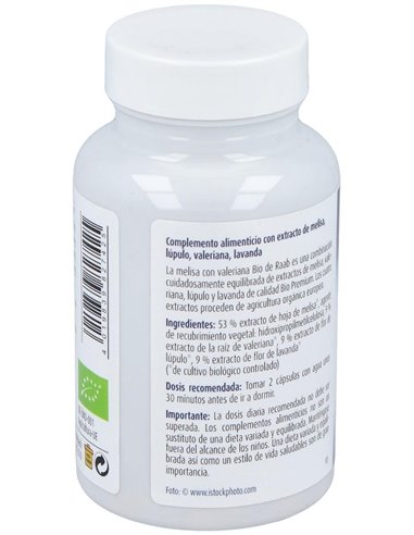 Melisa Valeriana con lupulo y lavanda cápsulas 480mg, bote 60ud de Raab Vitalfood