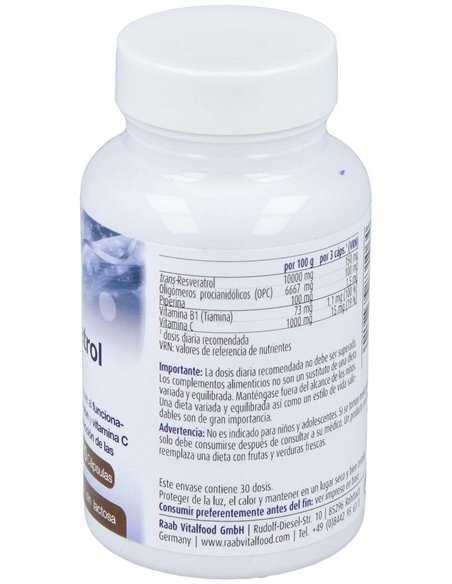 Resveratrol Con Opc 90Cap. Sg Vegan de Raab Vitalfood
