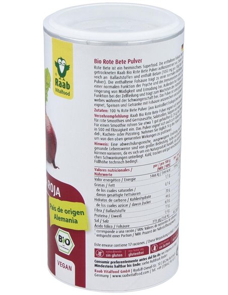 Remolacha roja polvo, 250g de Raab Vitalfood