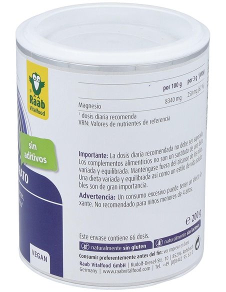 Magnesio citrato polvo, 200g de Raab Vitalfood