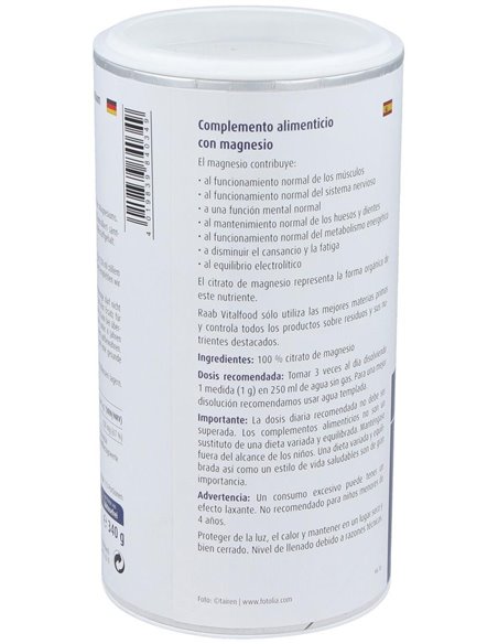 Citrato De Magnesio Polvo 340Gr. Sg Vegan de Raab Vitalfood