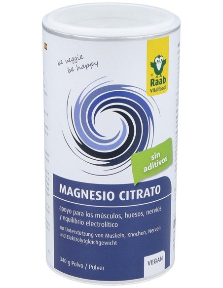Magnesio Citrato polvo, bote 340g de Raab Vitalfood