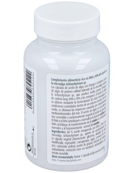Aceite de alga Omega 3 vegetal, cápsulas 1183 mg, bote 30ud de Raab Vitalfood
