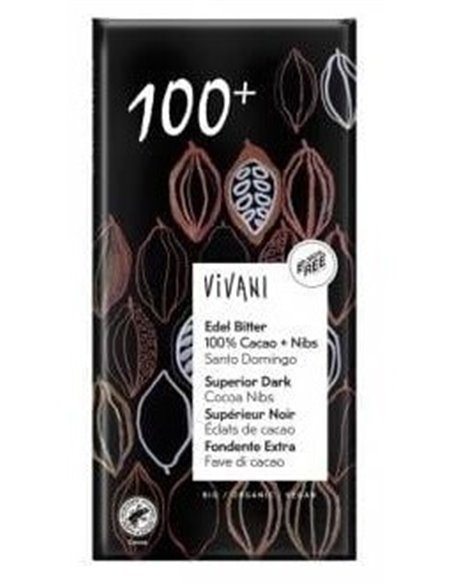 Chocolate Negro Superior 100% Nibs Cacao 80G Vegan de Vivani