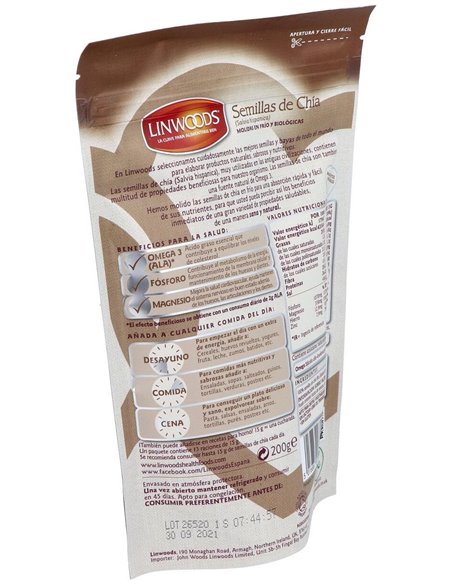 Semillas de Chía Molidas, Bio de Linwoods