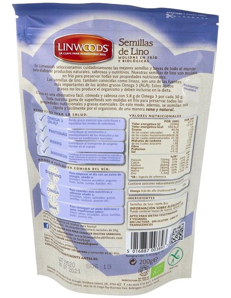 Semillas de Lino Molido Bio 200 g de Linwoods