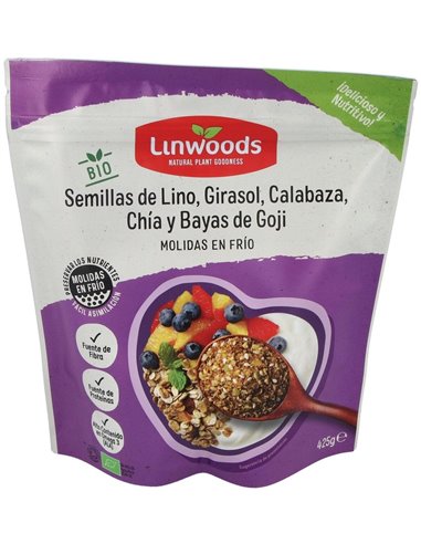 Semillas de Lino, Girasol, Calabaza, Chía y Bayas de Goji Molidas Bio 425 g de Linwoods