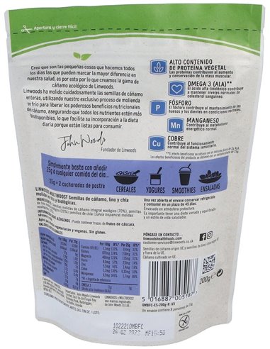 Semillas Molidas de Cáñamo, Lino y Chía Bio de Linwoods