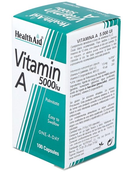 Vitamina A 5.000 Ui 100 Cáps de Health Aid