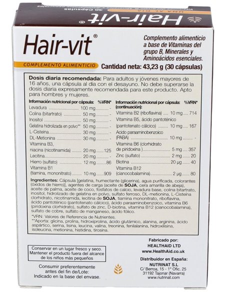 Hair-Vit® 30 Cáps de Health Aid