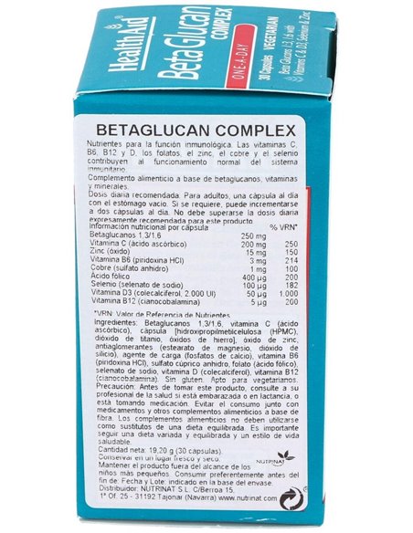 Beta Glucan Complex 30Vcap. de Health Aid