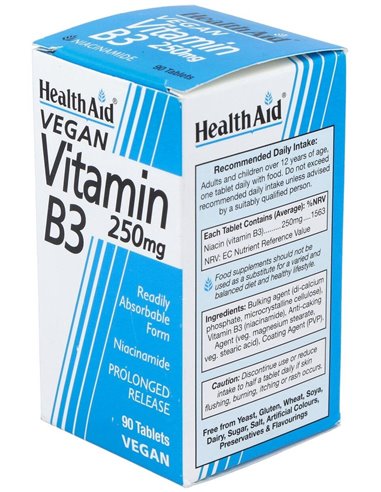 Vitamina B3 (Niacinamida) 250 Mg 90 Comp de Health Aid