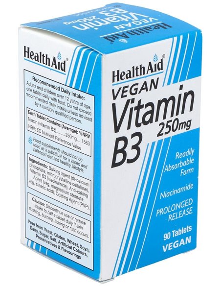Vitamina B3 (Niacinamida) 250 Mg 90 Comp de Health Aid