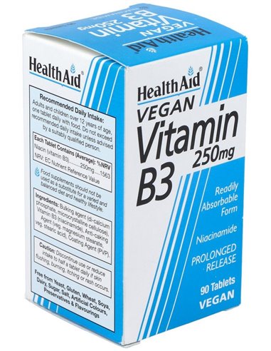 Vitamina B3 (Niacinamida) 250 Mg 90 Comp de Health Aid