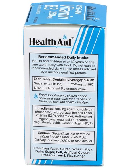 Vitamina B3 (Niacinamida) 250 Mg 90 Comp de Health Aid