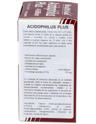 Acidophilus Plus 4 Billion 60Cap. Health Aid de Health Aid