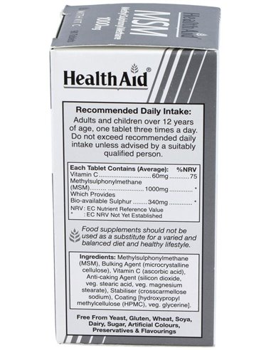 Msm (Metilsulfonilmetano) 1.000 Mg 90 Comp de Health Aid
