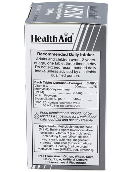 Msm Metilsulfonilmetano 1000Mg. 90Comp. de Health Aid