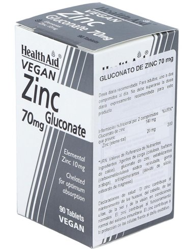 Gluconato De Zinc 90Comp.  Health Aid de Health Aid