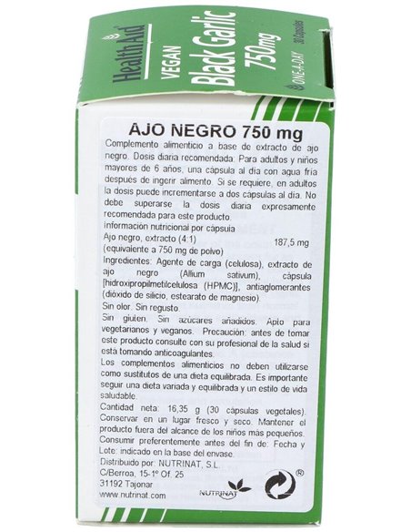 Ajo Negro (Rico En S-Alilcisteina) 30Vcap. Health de Health Aid