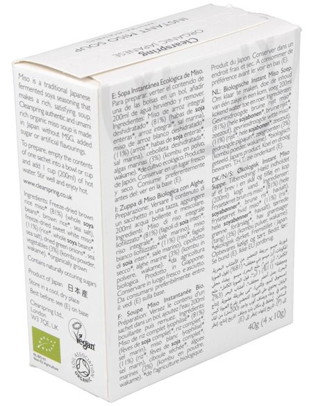 Sopa Miso/Algas Instant Bio 4x10 g  de Clearspring
