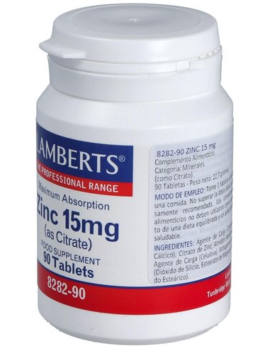 Zinc 15 mg (Como citrato) 90 Tabs. de Lamberts