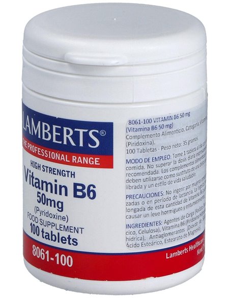 Vitamina B6 50 mg (Piridoxina) 100 Tabs. de Lamberts