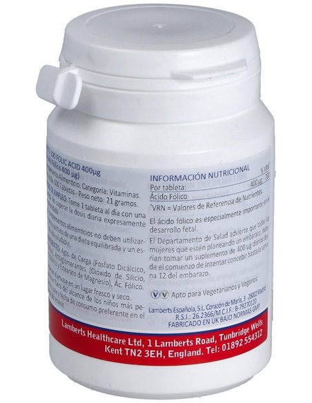 Ácido Fólico 400 µg de Lamberts