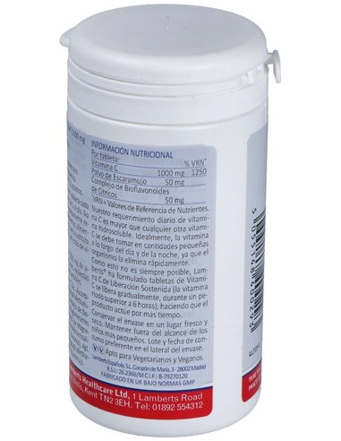 Vitamina C 1000 mg + Bioflavonoides Time Release de Lamberts