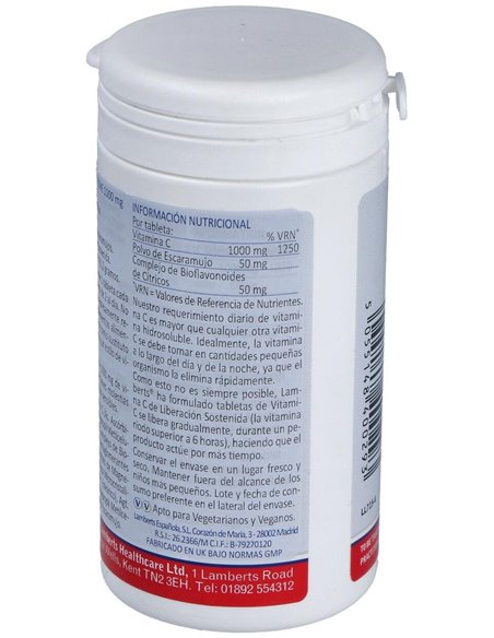 Vitamina C 1000 mg + Bioflavonoides Time Release de Lamberts