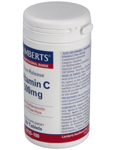 Vitamina C 500 mg + Bioflavonoides Time Release 100 Tabs. de Lamberts