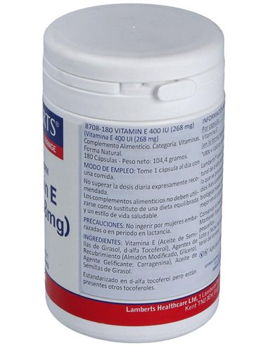 Vitamina E Natural 400 UI de Lamberts
