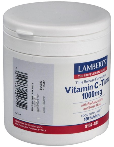 Vitamina C 1000 mg + Bioflavonoides Time Release 180 Tabs. de Lamberts