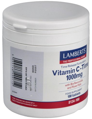 Vitamina C 1000 mg + Bioflavonoides Time Release 180 Tabs. de Lamberts