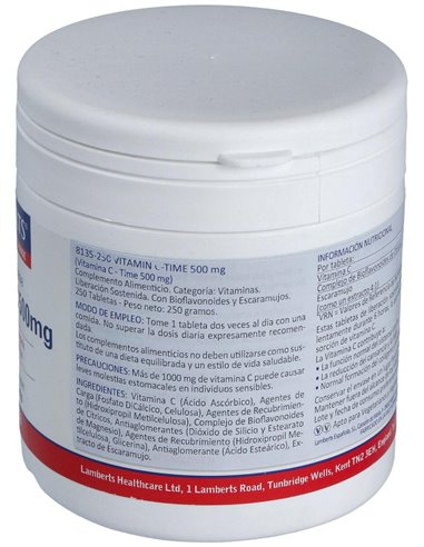 Vitamina C 500 mg + Bioflavonoides Time Release de Lamberts