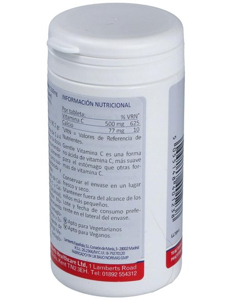 Gentle Vitamina C 500 mg (Forma suave, no ácida) 100 Tabs. de Lamberts