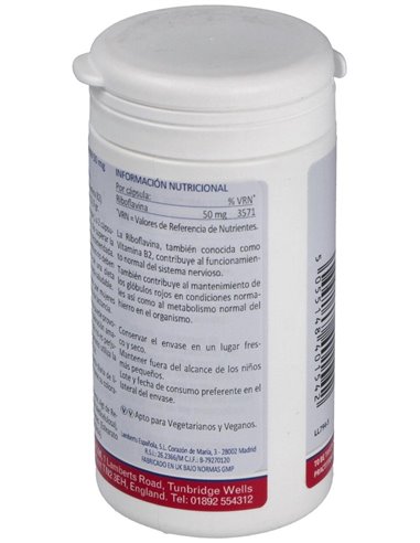 Riboflavina 50 mg (Vitamina B2) de Lamberts