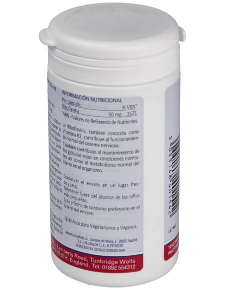 Riboflavina 50 mg (Vitamina B2) 100 Caps. de Lamberts