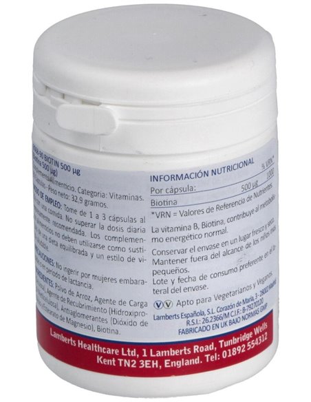 Biotina 500 µg de Lamberts