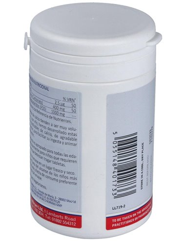 Calcio Masticable 400 mg (Con Vitamina D3 y FOS) 60 Tabs. de Lamberts