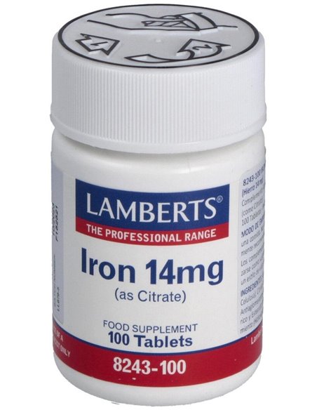 Hierro 14 mg (Como citrato) 100 Tabs. de Lamberts