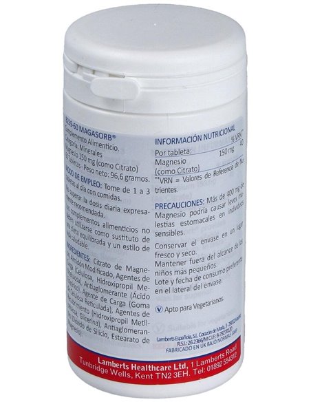 MagAsorb® (Magnesio 150 mg como citrato) 60 Tabs. de Lamberts