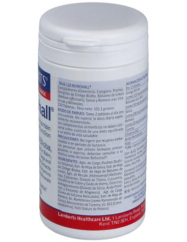 Refreshall® (Vit, Min, Gingko, Melisa, Romero +) 120 Tabs. de Lamberts