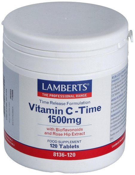 Vitamina C 1500 mg + Bioflavonoides Time Release 120 Tabs. de Lamberts