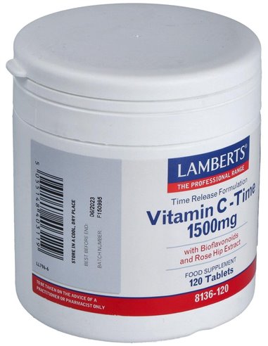 Vitamina C 1500 mg + Bioflavonoides Time Release 120 Tabs. de Lamberts
